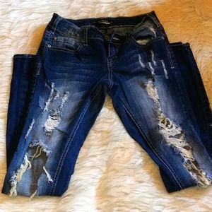 Extremely Distressed Skinny Jeans Sz 3